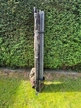 Load image into Gallery viewer, Midwater Baiting Up Pole Bag in DPM showing the outer quiver style pocket loaded with poles