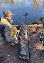 Load image into Gallery viewer, Midwater Baiting Up Pole Bag in DPM in action at Redmire Pool