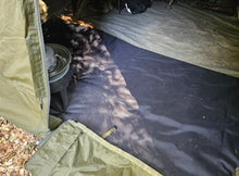 Load image into Gallery viewer, Floor of the social cap with the Midwater Bivvy Groundsheet in place.