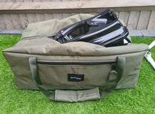Load image into Gallery viewer, Midwater Bait Boat Bag standard central zip in military olive showing side pocket