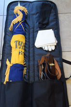 Load image into Gallery viewer, Colurs Bag for holding ceremonial Flags and other accessories, showing all items stored inside