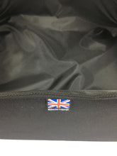 Load image into Gallery viewer, Black cover with the Union flag showing it is made in England